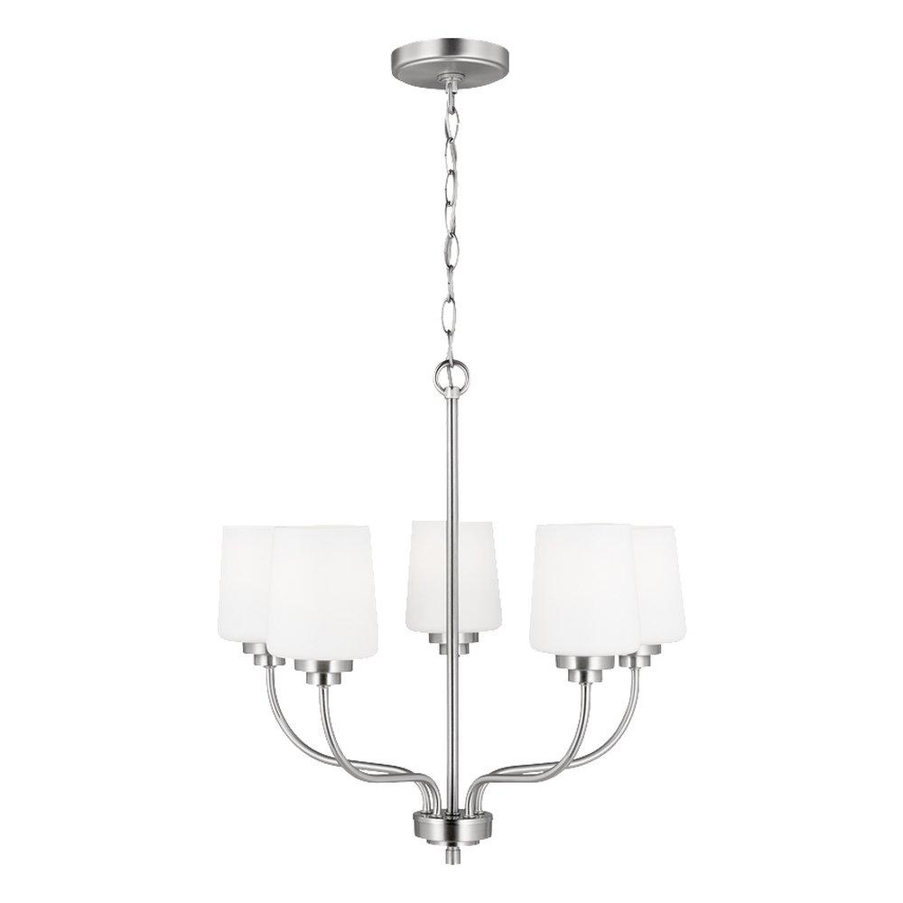 Visual Comfort & Co. Generation Lighting Sea Gull 19-3/4 x 18 in. 75W 1-Tier 5-Light Incandescent Transitional Chandelier in Brushed Nickel