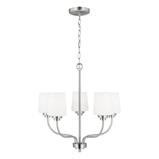 Visual Comfort & Co. Generation Lighting Sea Gull 19-3/4 x 18 in. 75W 1-Tier 5-Light Incandescent Transitional Chandelier in Brushed Nickel