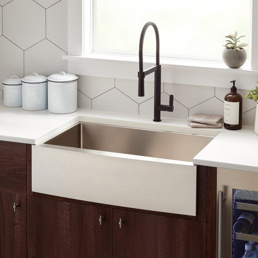 Signature Hardware Fournier 36 x 20-1/8 in. Single Bowl Farmhouse Kitchen Sink in Stainless Steel