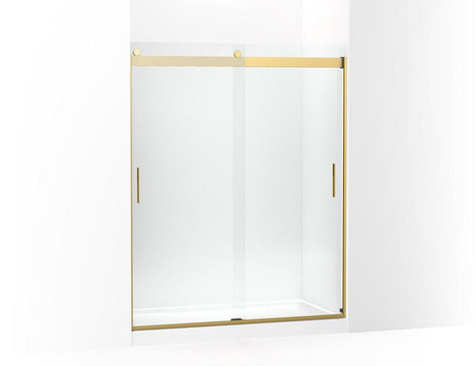 KOHLER Levity® 74 x 59-5/8 in. Frameless Sliding Shower Door in Vibrant® Brushed Moderne Brass
