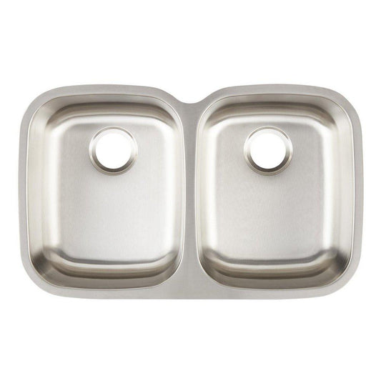 Signature Hardware Calverton 32-3/4 in. Undermount Stainless Steel Double Bowl Kitchen Sink