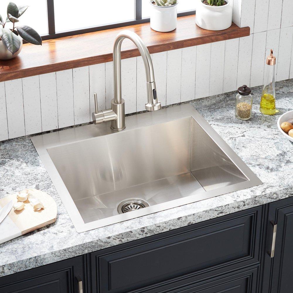 Signature Hardware Sitka 25 in. Undermount Stainless Steel Single Bowl Kitchen Sink