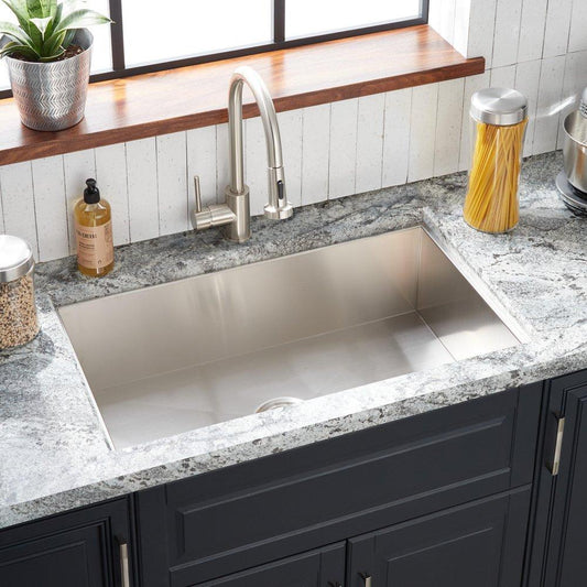 Signature Hardware Sitka 33 in. Dual Mount Stainless Steel Single Bowl Kitchen Sink