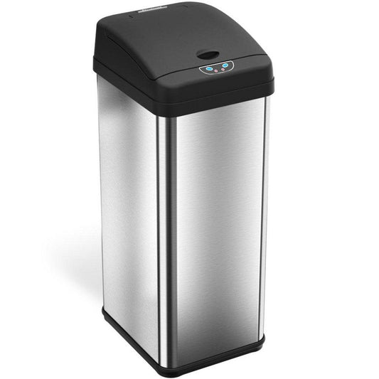 13 gal Rectangular Sensor Trash Can with Odor Filter in Stainless Steel