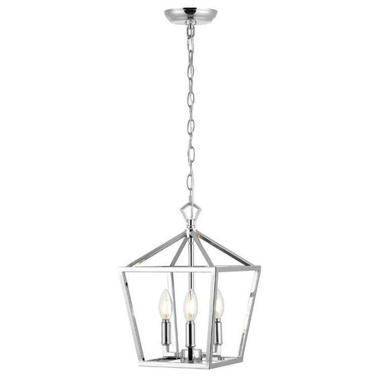 JONATHAN Y Ojai 4W 3-Light Candelabra E-12 LED Outdoor Pendant in Chrome