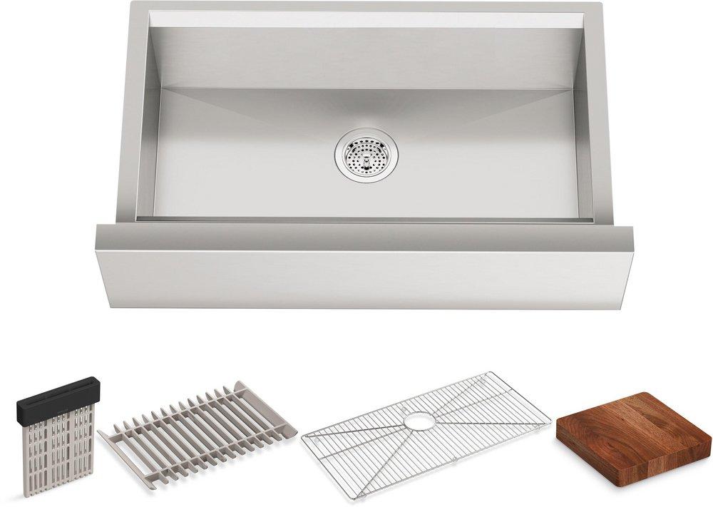 KOHLER Tempered™ 36 in. Undermount Stainless Steel Single Bowl Workstation Kitchen Sink