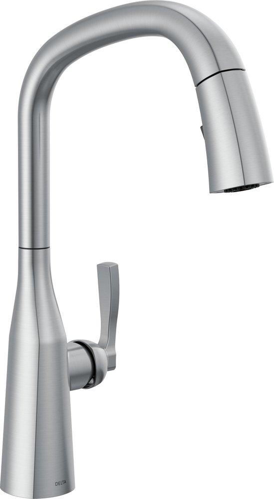 Delta Faucet Stryke Single Handle Pull Down Kitchen Faucet in Lumicoat® Arctic Stainless