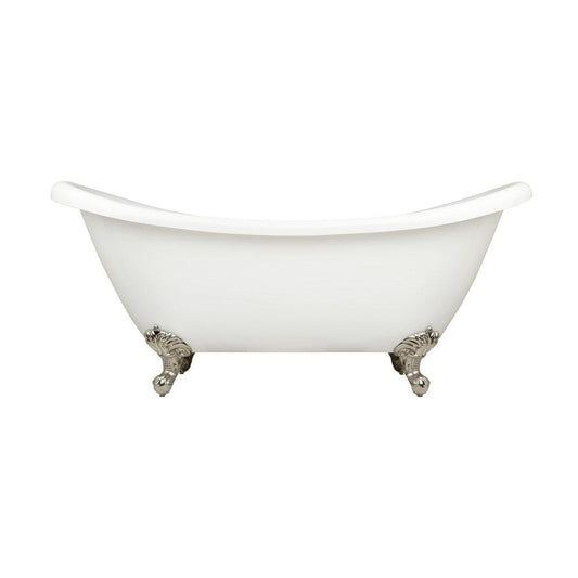 Signature Hardware Rosalind 63 x 28 in. Freestanding Bathtub with Offset Drain in White with Oil Rubbed Bronze Clawfoot