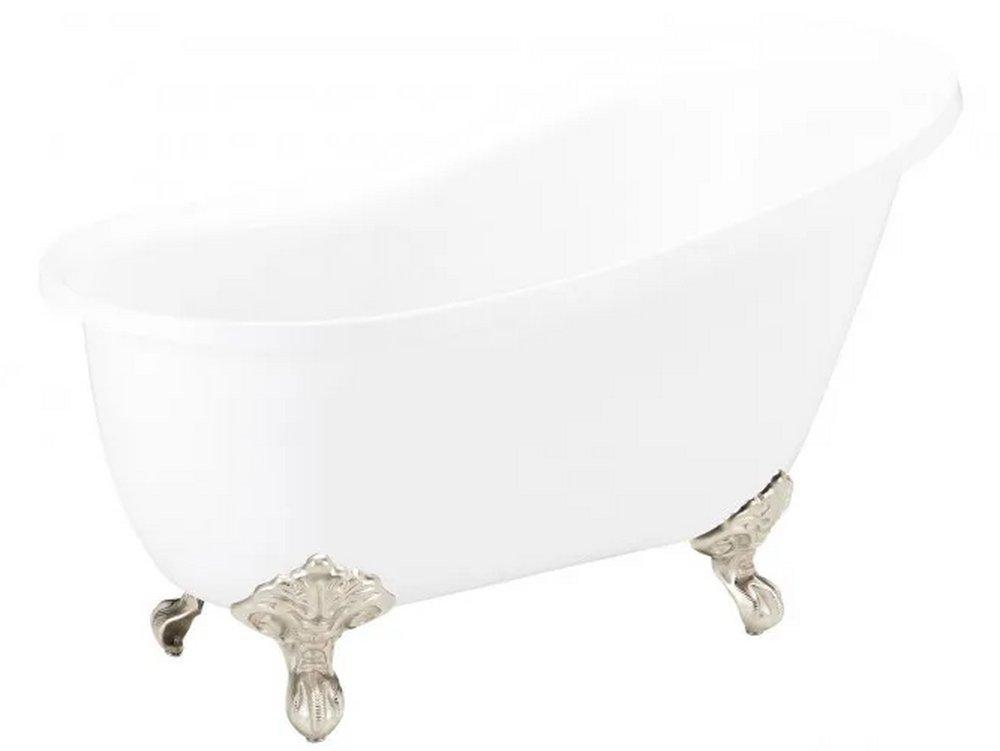 Signature Hardware Ultra 55 x 27 in. Freestanding Clawfoot Bathtub with Universal Drain in White - Less Drain Assembly