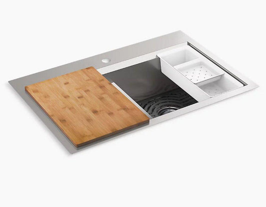 KOHLER Task™Smart Divide® 33 x 22 in. 1 Hole Stainless Steel Double Bowl Drop-in and Undermount Kitchen Sink