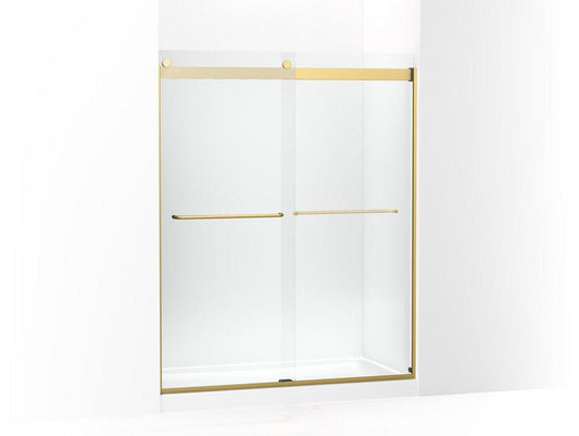 KOHLER Levity® 74 x 59-5/8 in. Frameless Bypass Shower Door in Vibrant Brushed Moderne Brass
