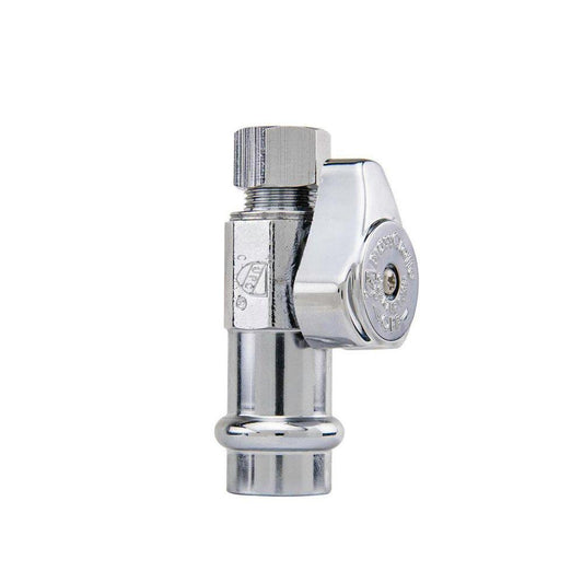1/2 x 3/8 in. Press x Compression Straight Supply Stop Valve in Chrome