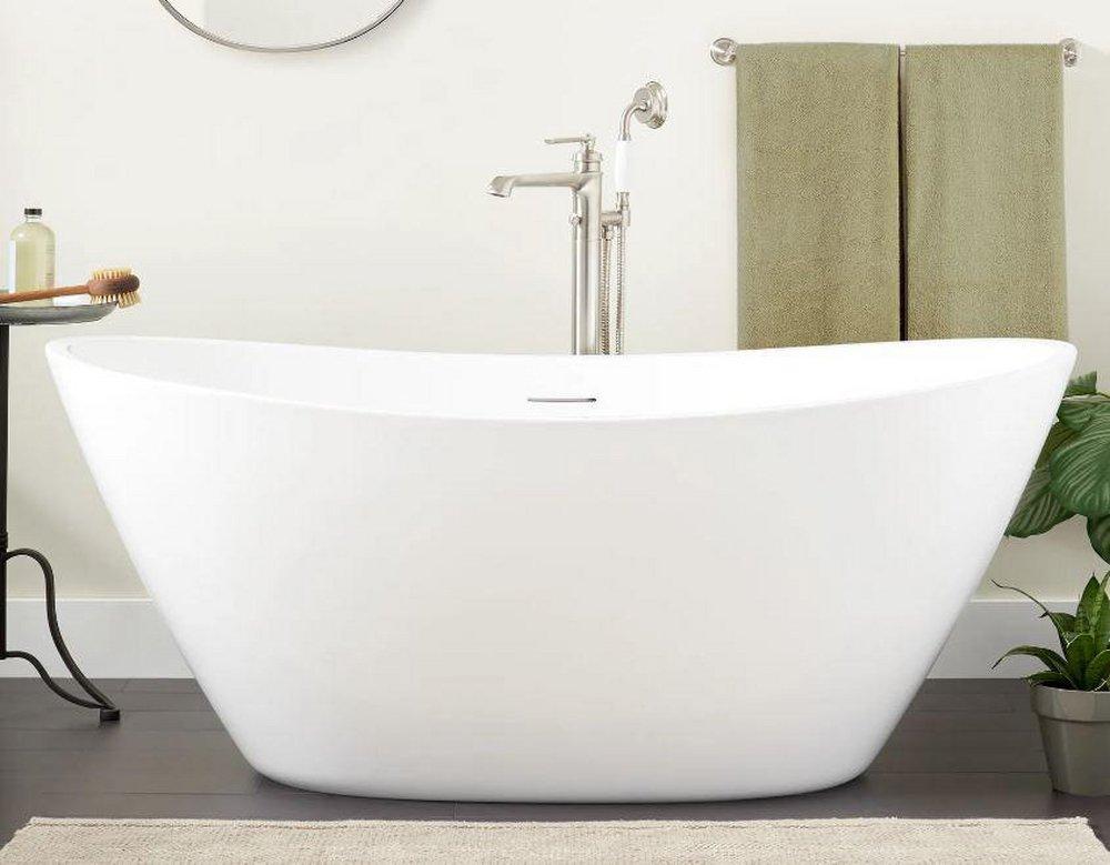 66 x 30 in. Freestanding Bathtub with Center Drain in White