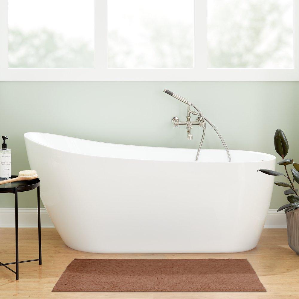 Signature Hardware Sheba 59 x 32 in. Freestanding Bathtub with Center Drain in White