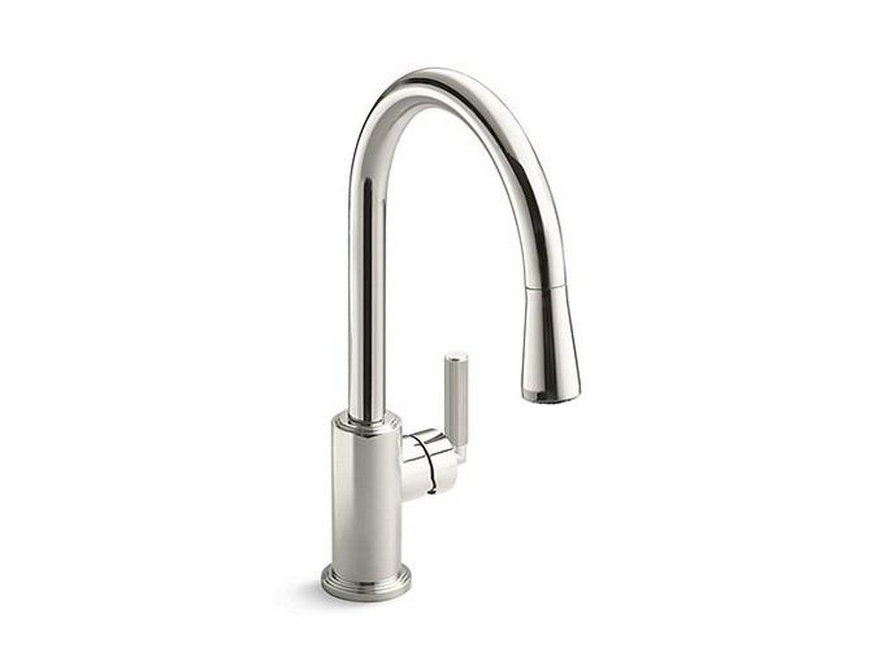 Kallista Vir Stil® Single Handle Pull Down Kitchen Faucet in Nickel Silver