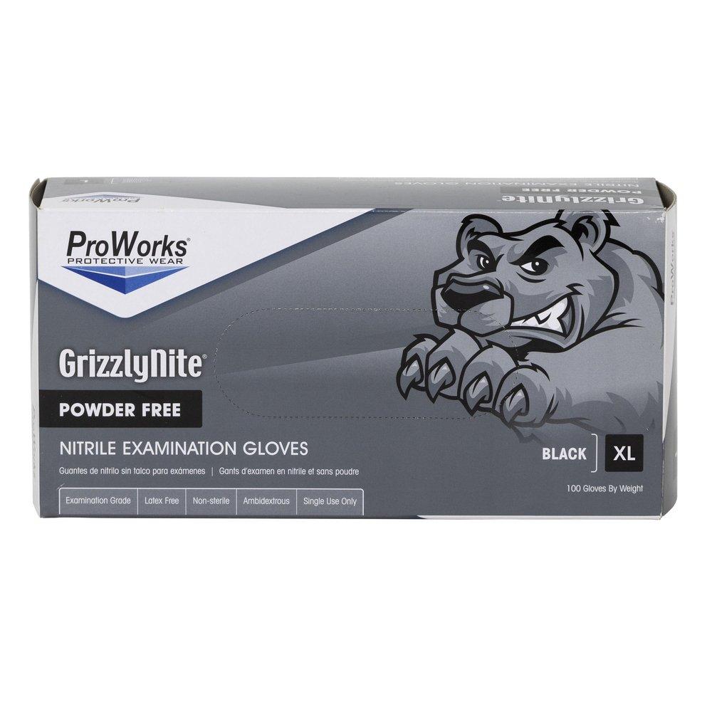 HOSPECO ProWorks® GrizzlyNite® 5 mil Nitrile Size XL Powder Free Exam Glove in Black (Case of 10 Boxes)