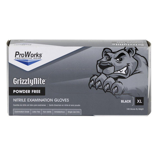 HOSPECO ProWorks® GrizzlyNite® 5 mil Nitrile Size XL Powder Free Exam Glove in Black (Case of 10 Boxes)