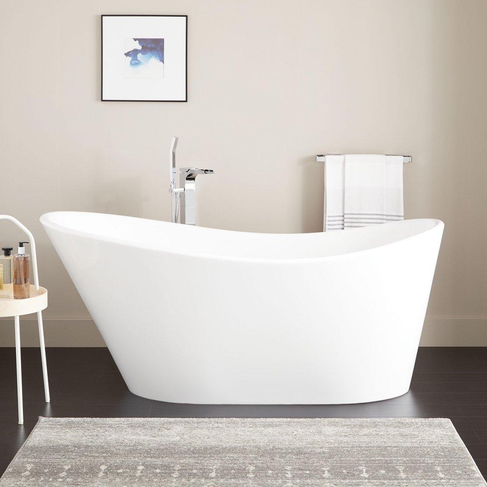 Signature Hardware Saunders 66-7/8 x 31-1/4 in. Freestanding Bathtub with Left Drain in White