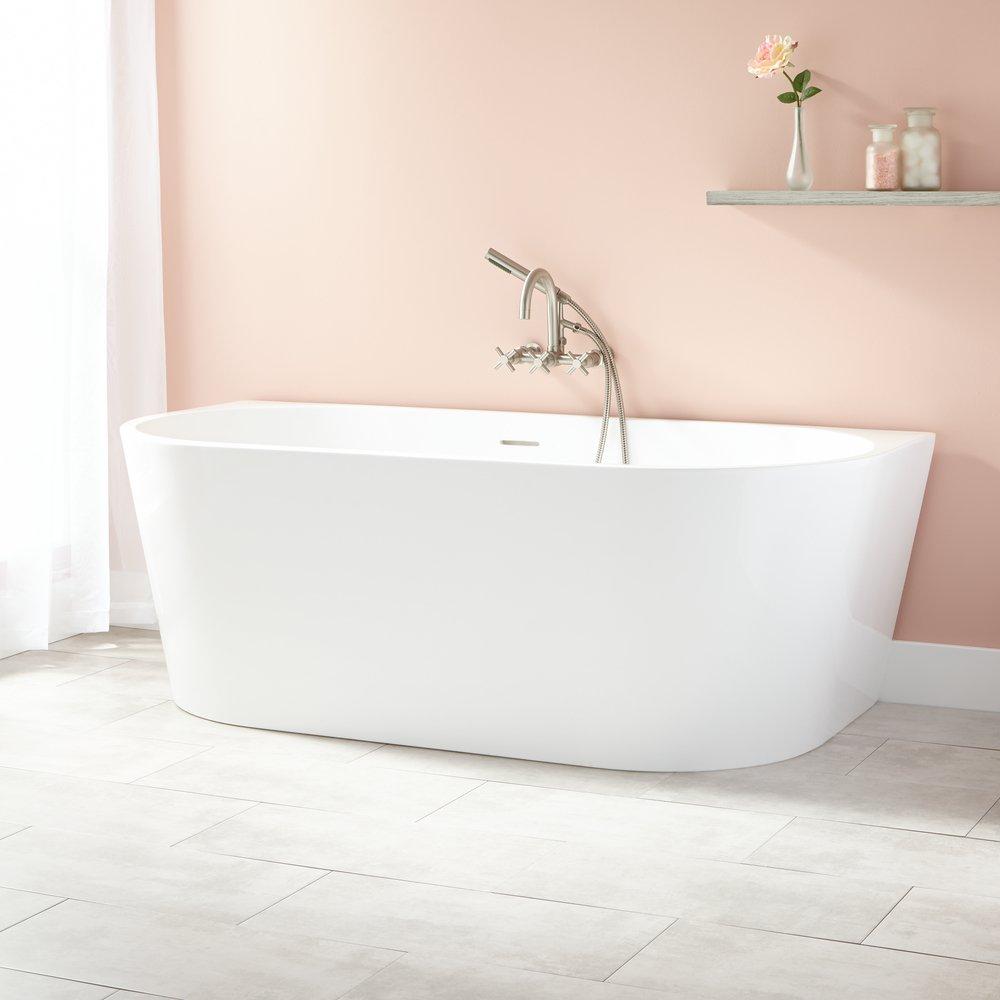 59 in. Freestanding Bathtub in White