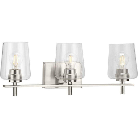 Progress Lighting Calais 60W 3-Light Medium E-26 Vanity Fixture in Brushed Nickel