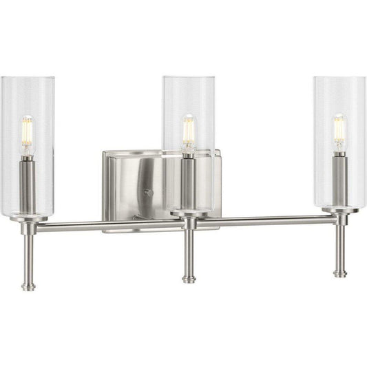 Progress Lighting Elara 60W 3-Light Candelabra E-12 Vanity Fixture in Brushed Nickel