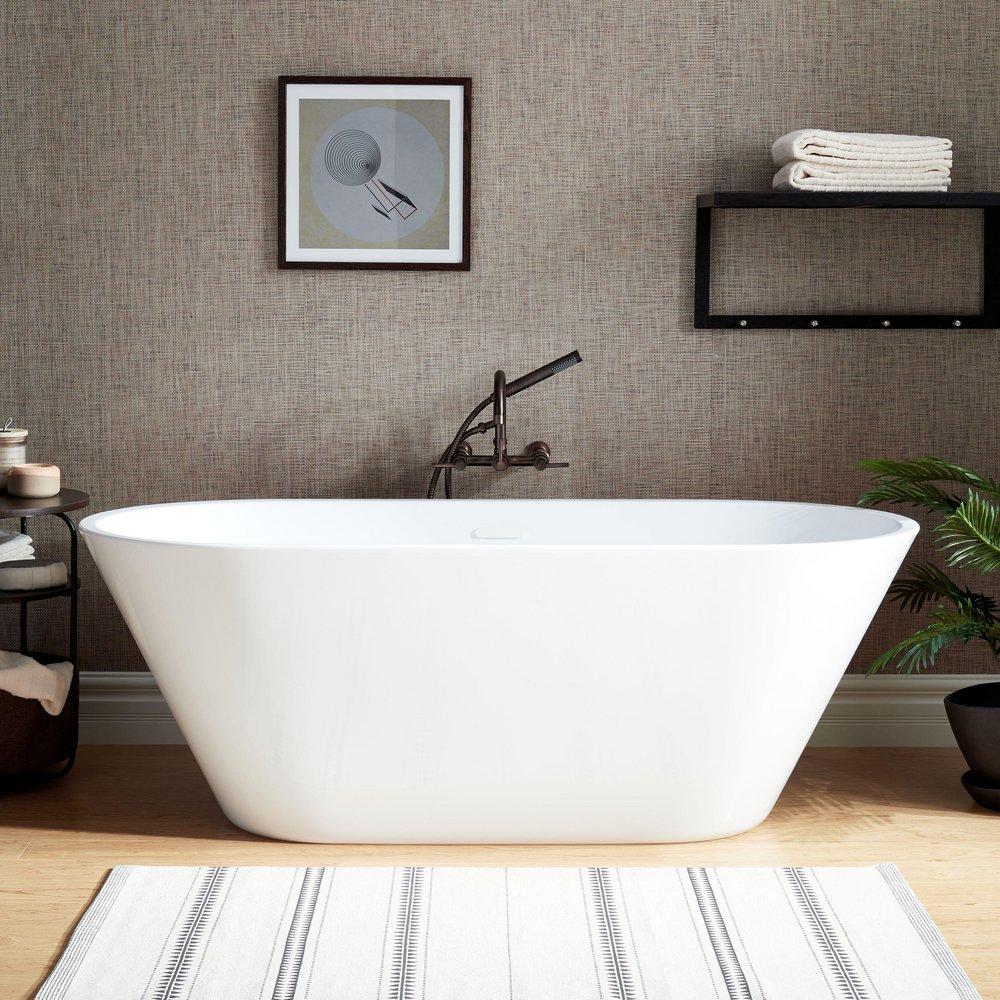 Signature Hardware Danae 62 in. Freestanding Bathtub with Universal Drain in White