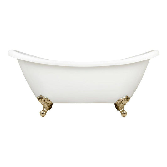 Signature Hardware Rosalind 63 x 28 in. Freestanding Clawfoot Bathtub with Center Drain in White - Less Drain Assembly