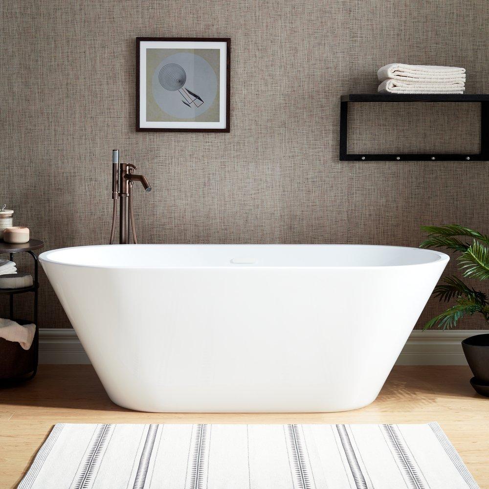 Signature Hardware Danae 65-3/4 x 29-1/2 in. Freestanding Bathtub with Center Drain in White
