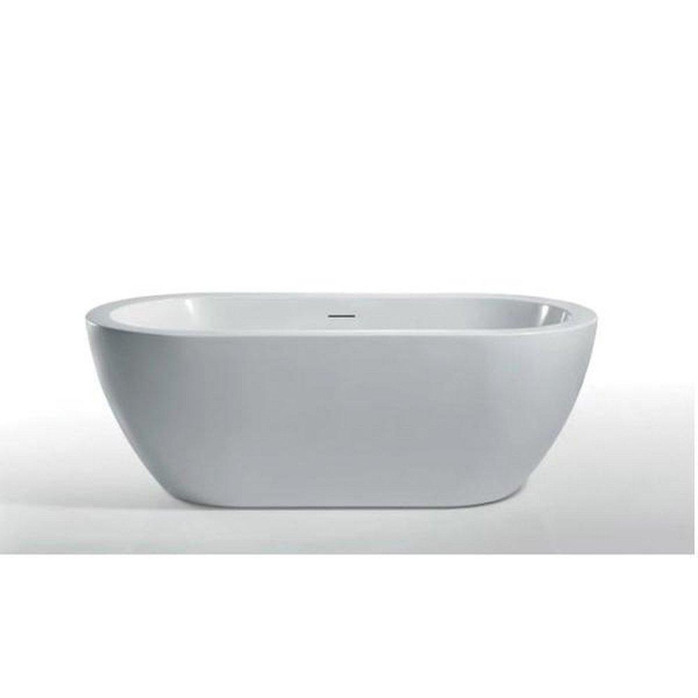 59 in. Oval Freestanding Bathtub with Center Drain in White