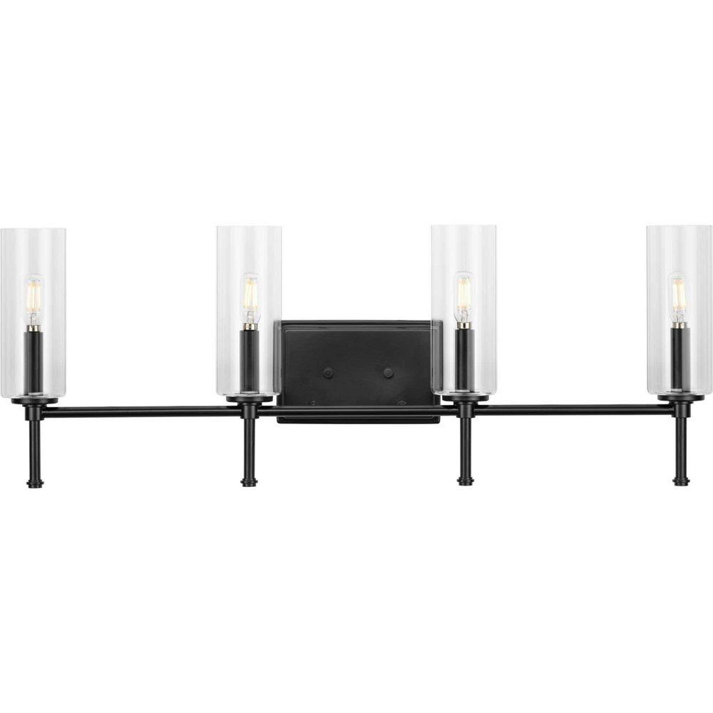 Progress Lighting Elara 60W 4-Light Candelabra E-12 Vanity Fixture in Matte Black