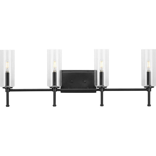Progress Lighting Elara 60W 4-Light Candelabra E-12 Vanity Fixture in Matte Black