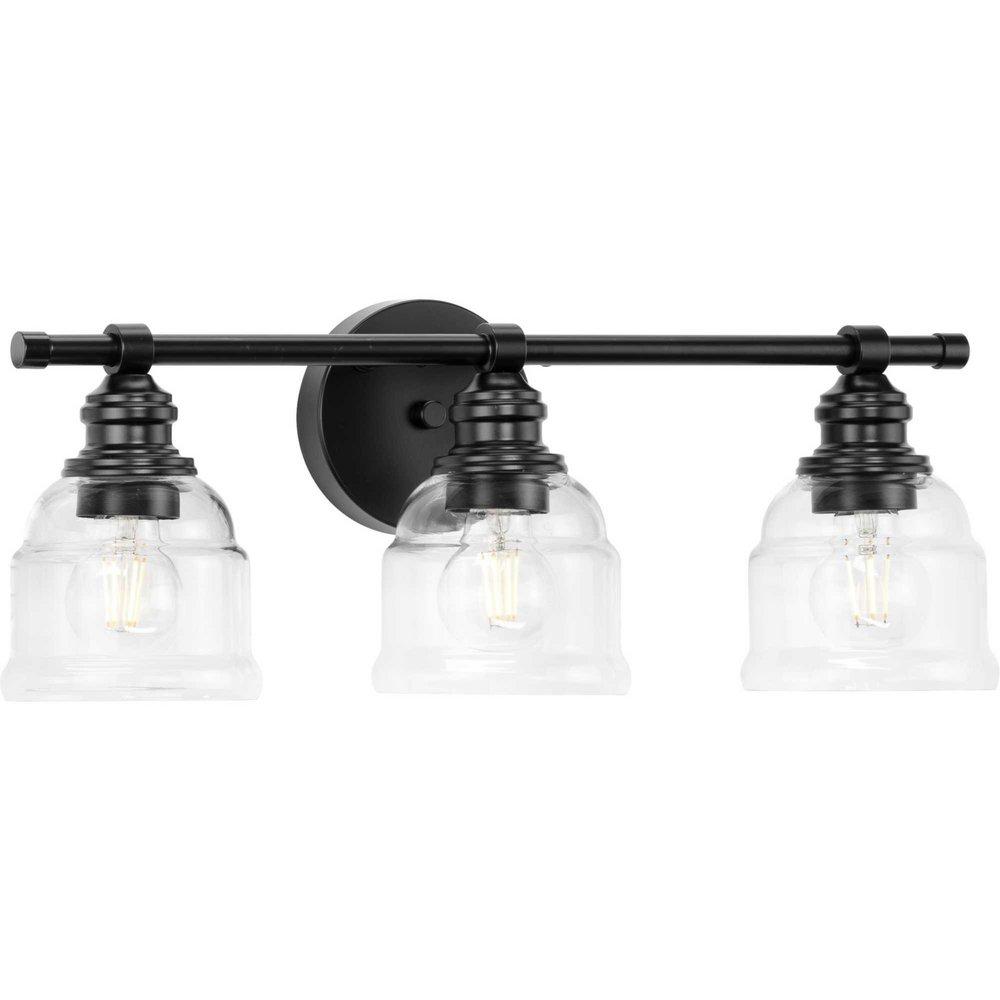 Progress Lighting Ambrose 60W 3-Light Medium E-26 Vanity Fixture in Matte Black