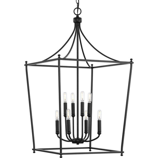Progress Lighting Parkhurst 36 x 20 in. 60W 8-Light Incandescent Traditional Chandelier in Matte Black