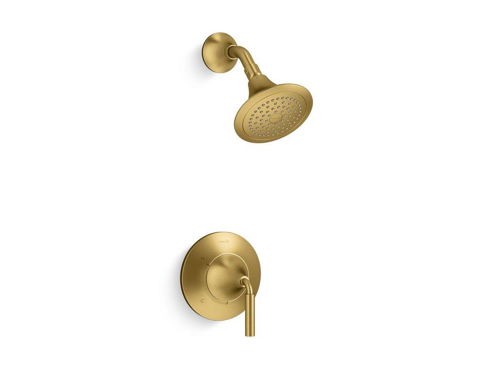 KOHLER Tone™ One Handle Single Function Shower Faucet in Vibrant® Brushed Moderne Brass (Trim Only)