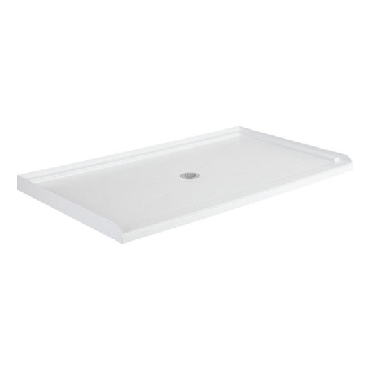 64 in. x 36 in. Shower Base with Center Drain in White - Drain Included