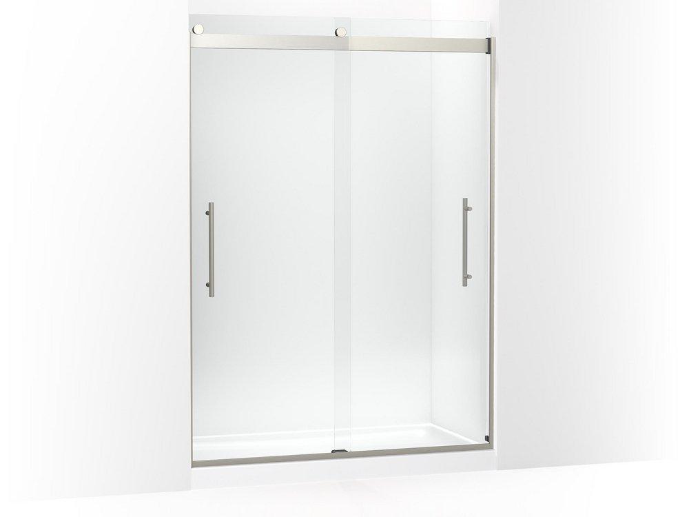 KOHLER Levity® 81-5/8 x 59-5/8 in. Frameless Sliding 17 in. Shower Door in Anodized Brushed Nickel