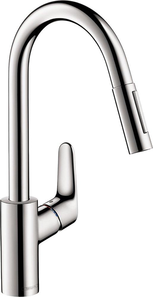Hansgrohe Focus Single Handle Pull Down Kitchen Faucet in Chrome