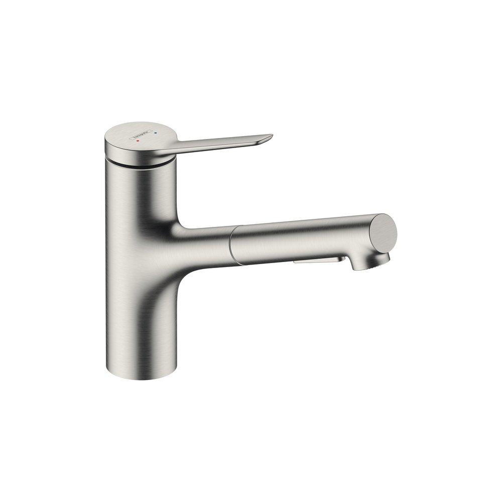 Hansgrohe Zesis Single Handle Pull Out Kitchen Faucet in Steel Optic