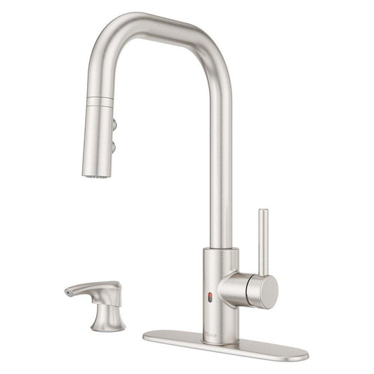 Pfister Zanna™ Single Handle Touchless Kitchen Faucet with Soap Dispenser in Spot Defense Stainless Steel