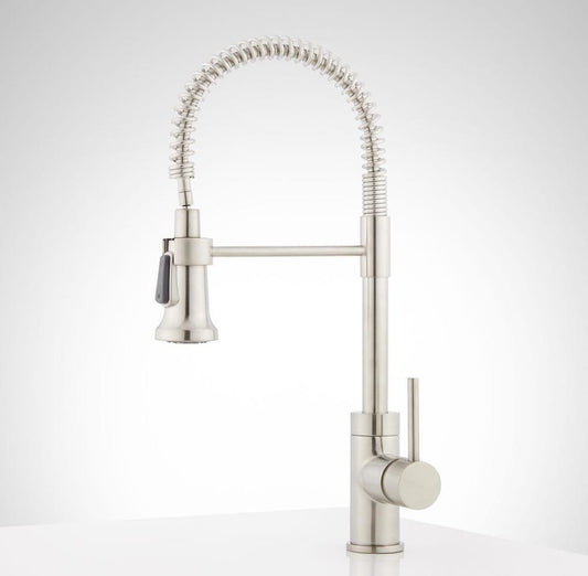 Signature Hardware Presidio Single Handle Pull Down Kitchen Faucet in Stainless Steel