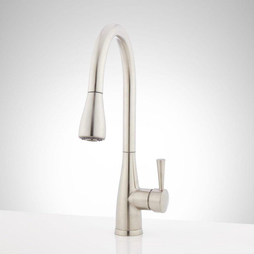 Signature Hardware Calverton Single Handle Pull Down Kitchen Faucet in Stainless Steel