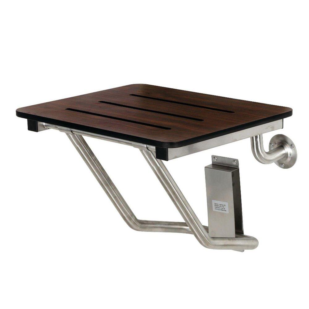 Kingston Brass Adascape Shower Seat in Dark Mahogany Wood Grain/Stainless Steel
