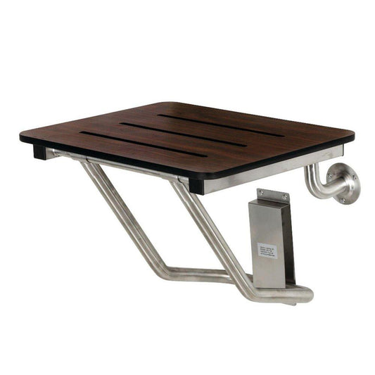 Kingston Brass Adascape Shower Seat in Dark Mahogany Wood Grain/Stainless Steel