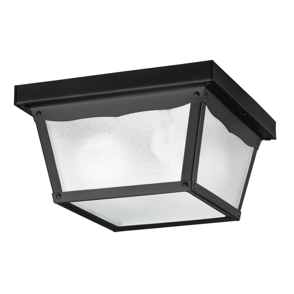 5-1/4 x 9-1/4 in. 60 W 2-Light Medium Outdoor Semi-Flush Mount Ceiling Fixture in Black