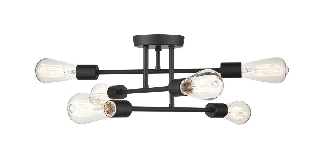 Millennium Lighting Decco 6-Light Semi-Flush Mount Ceiling Light in Matte Black