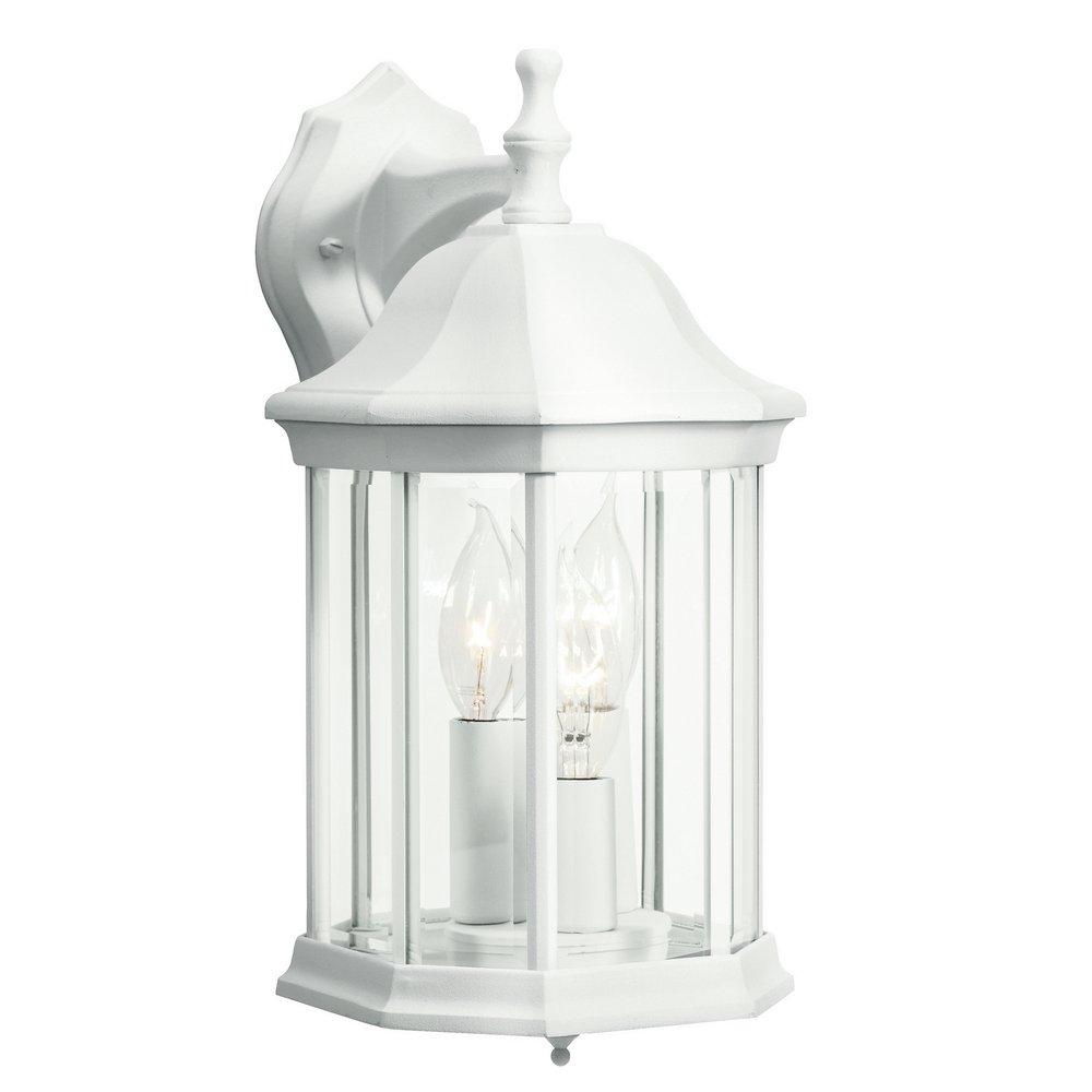Kichler Lighting Chesapeake 8-1/2 in. 60W 3-Light Outdoor Wall Sconce with Clear Beveled Glass in White