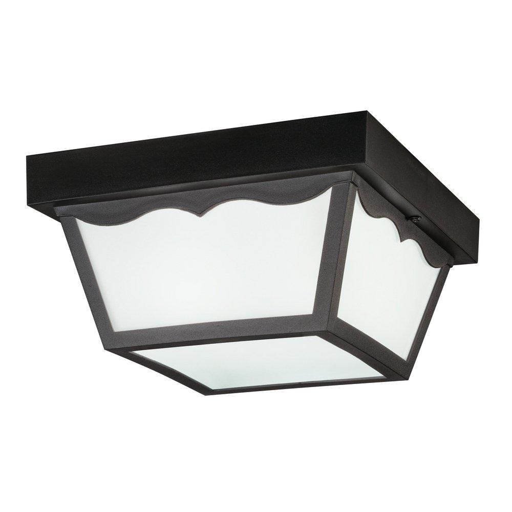 5-1/2 in. 2-Light Outdoor Flushmount Fixture in Black