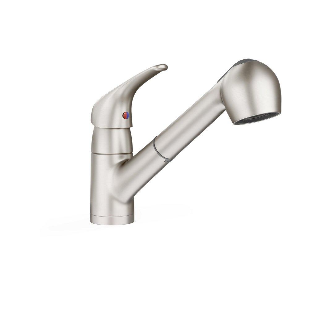 Single Handle Pull Out Kitchen Faucet in Brushed Nickel