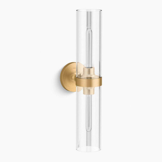 KOHLER Purist® 2-Light 22 in. Tall Bathroom Sconce in Brushed Moderne Brass