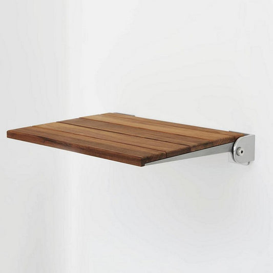Seachrome Corporation SlimLine Shower Seat in Teak Wood with Silver Frame